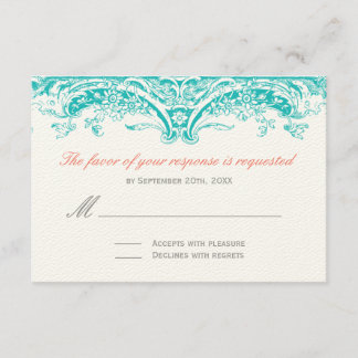Turquoise and Coral Reply Cards - RSVP