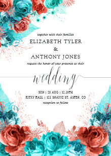 Coral And Turquoise Wedding Invitations Zazzle