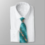 Turquoise and Coral Snakeskin Pattern on a Neck Tie