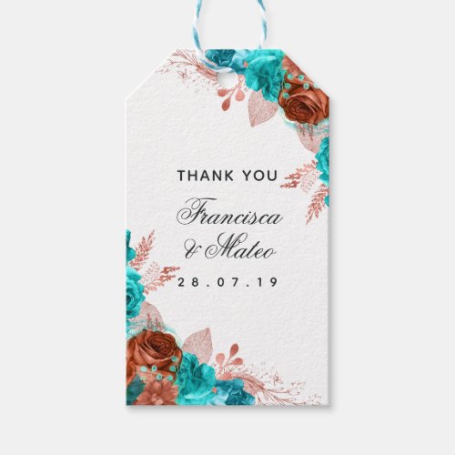 Turquoise and Coral Tropical Wedding Guest Thanks  Gift Tags