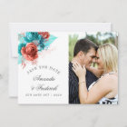 Turquoise and Coral Tropical Wedding Save the Date