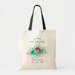Turquoise and Coral Tropical Wedding Welcome Tote Bag<br><div class="desc">Turquoise and coral roses and tropical foliage summer wedding welcome tote bags designed to be quickly and easily customized to your event specifics.</div>