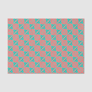 Turquoise and Coral Unique Pattern  Tissue Paper