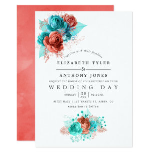 Coral And Turquoise Invitations 6