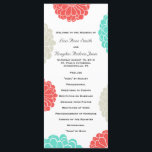 Turquoise and Coral Zinnia Flower Wedding Program<br><div class="desc">A simple,  chic wedding program with abstract,  modern zinnia flowers in turquoise,  coral,  and khaki. Coordinates perfectly with matching invitations and other stationary.  Also available in any custom color of your choice,  just send me an email.</div>