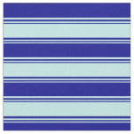 [ Thumbnail: Turquoise and Dark Blue Stripes/Lines Pattern Fabric ]