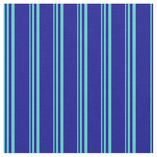 Turquoise and Dark Blue Stripes/Lines Pattern Fabric