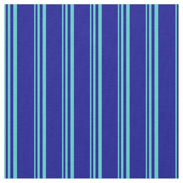 Turquoise and Dark Blue Stripes/Lines Pattern Fabric (Close Up)