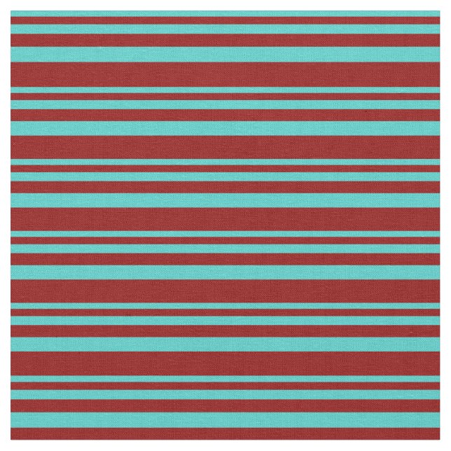 Turquoise and Dark Red Colored Lines Fabric (Close Up)