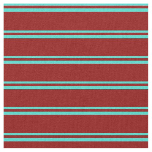 Turquoise and Dark Red Lines Pattern Fabric