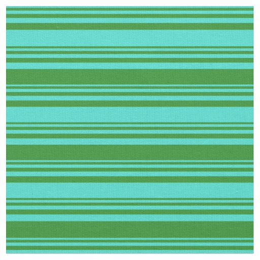 Turquoise and Forest Green Colored Stripes Fabric