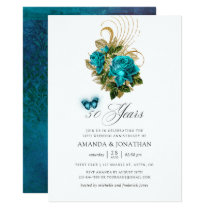 Turquoise and Gold 50th Wedding Anniversary Invitation