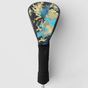 Turquoise and Gold Abstract Art Golf Head Cover