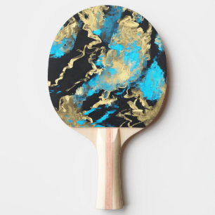 Turquoise and Gold Abstract Art    Ping Pong Paddle