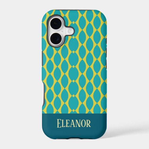 Turquoise and Gold Abstract Geometric iPhone 17 Case