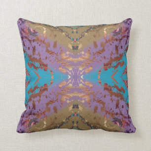 Turquoise and Gold Abstract Throw Pillow