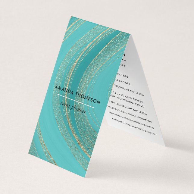 Turquoise and Gold Agate Business Card (Front)