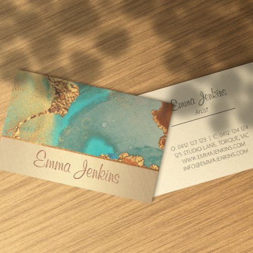 Turquoise And Gold Artist Business Card