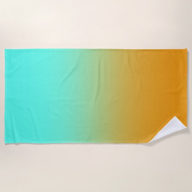 Turquoise and Gold Beach Towel (Front)