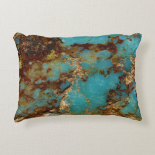 Turquoise and gold decorative pillow