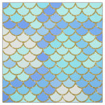 Turquoise and Gold Glitter Mermaid Scales Fabric
