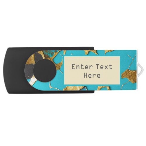 Turquoise and Gold Inspired Flash Drive 01