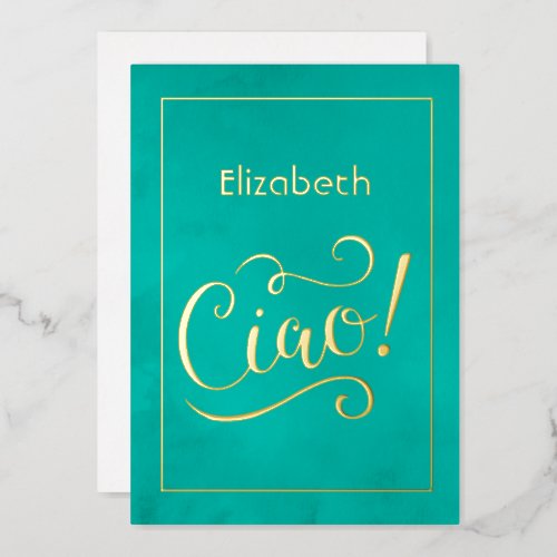 Turquoise and Gold Italian Wine Bridal Shower Foil Invitation
