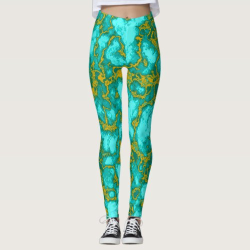 Turquoise and Gold Leggings