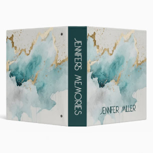 Turquoise and gold marble  3 ring binder