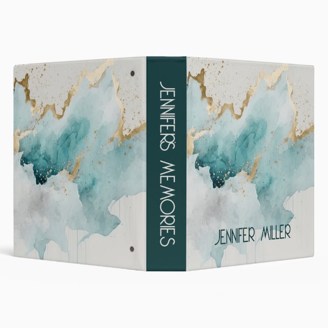 Turquoise and gold marble  3 ring binder (Background)