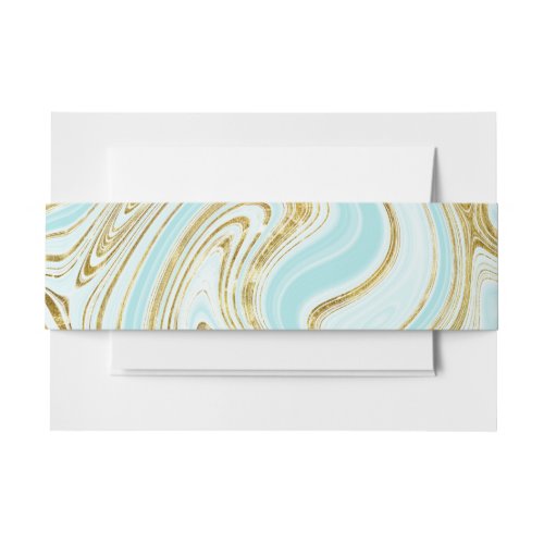 Turquoise and Gold Marble Invitation Belly Band