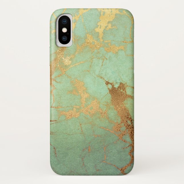 Turquoise and Gold Marble iPhone / iPad case (Back)
