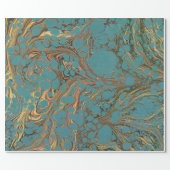 Turquoise and Gold, Marbled. Wrapping Paper (Flat)