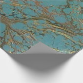 Turquoise and Gold, Marbled. Wrapping Paper (Corner)