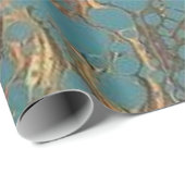 Turquoise and Gold, Marbled. Wrapping Paper (Roll Corner)