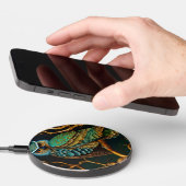Turquoise and Gold Owl Wireless Charger (Hand)