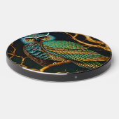 Turquoise and Gold Owl Wireless Charger (Front 2)