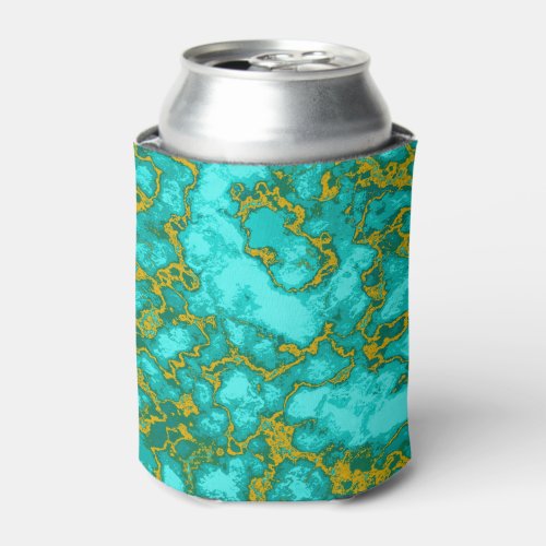 Turquoise and Gold Pattern Can Cooler