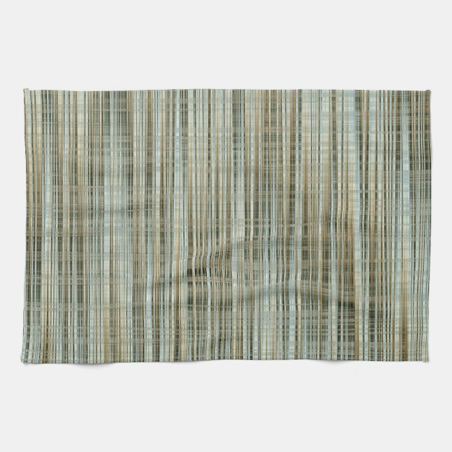 Turquoise and Gold Striped Pattern Kitchen Towel (Horizontal)