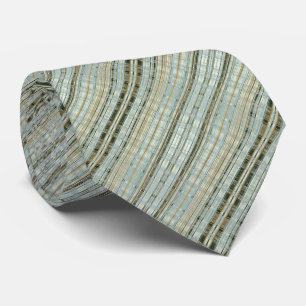 Turquoise and Gold Striped Pattern Neck Tie
