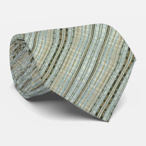 Turquoise and Gold Striped Pattern  Neck Tie