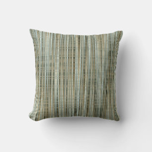 Turquoise and Gold Striped Pattern Throw Pillow