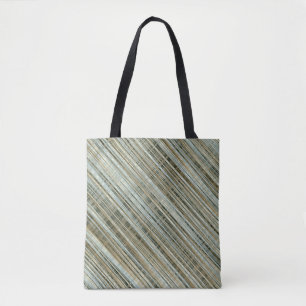 Turquoise and Gold Striped Pattern Tote Bag