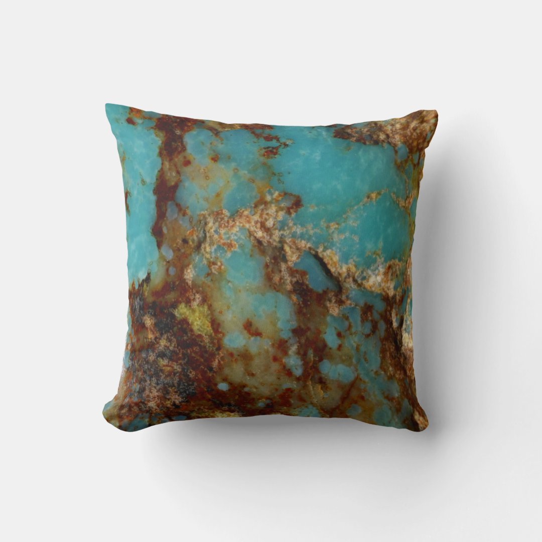 Turquoise and gold throw pillow Zazzle