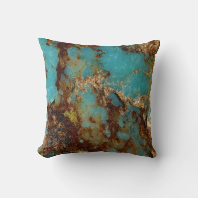 Turquoise and gold throw pillow (Front)