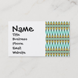 Turquoise and Gold Tribal Arrowhead Zigzags Design Business Card