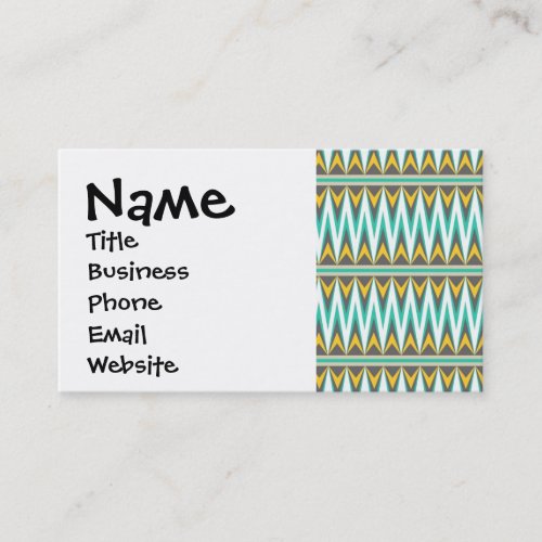 Turquoise and Gold Tribal Arrowhead Zigzags Design Business Card Templates