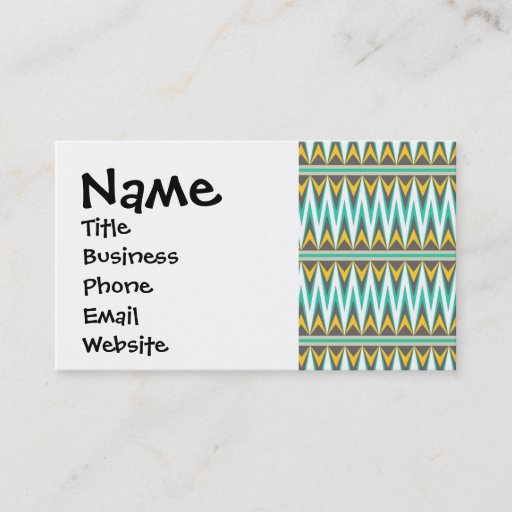 Customizable Turquoise and Gold Tribal Arrowhead Zigzags Design Business Card Templates