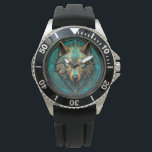 Turquoise and Gold Wolf Watch<br><div class="desc">Gold and turquoise wolf 

AI ART by Minx267</div>
