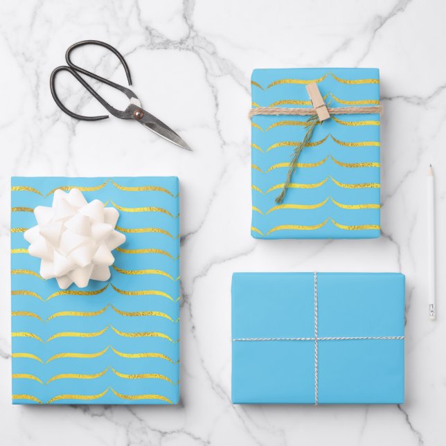 Turquoise and Gold    Wrapping Paper Sheets (Front)